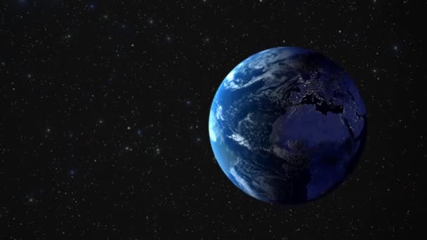 从外层空间看 地球在穿越宇宙的深空恒星之间旋转 — 图库视频影像