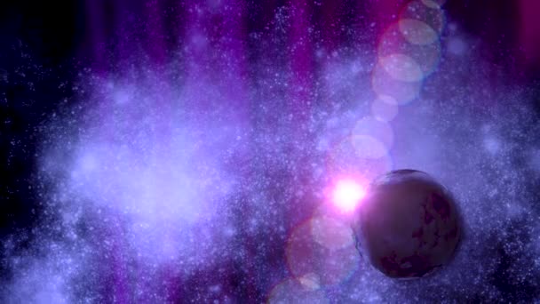 Hluboká Vesmírná Hranice Ukazuje Zemi Mezi Masivní Galaxií Obklopenou Plynnými — Stock video