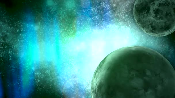 Глибокопросторовий Кордон Показує Дві Планети Серед Масивної Барвистої Галактичної Системи — стокове відео