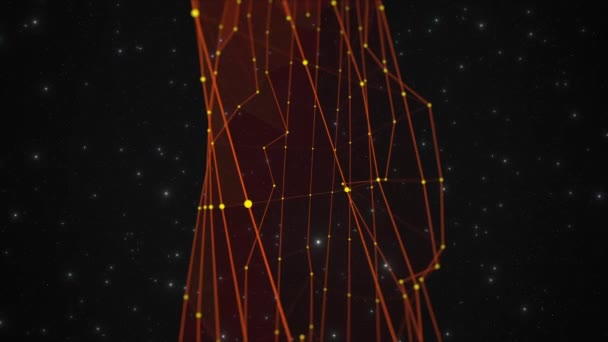 Оранжевая Абстрактная Вихревая Сетка Жёлтыми Точками Образуется Рисунке Фоне Космосе — стоковое видео