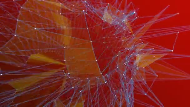 Сині Абстрактні Лінії Білими Вузлами Утворюють Візерунок Затіненими Вставками Червоному — стокове відео