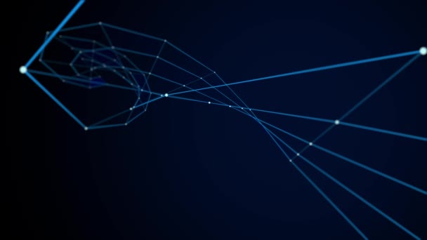 Blue Abstract Lines White Nodes Form Pattern Shaded Insets Dark — Vídeo de Stock