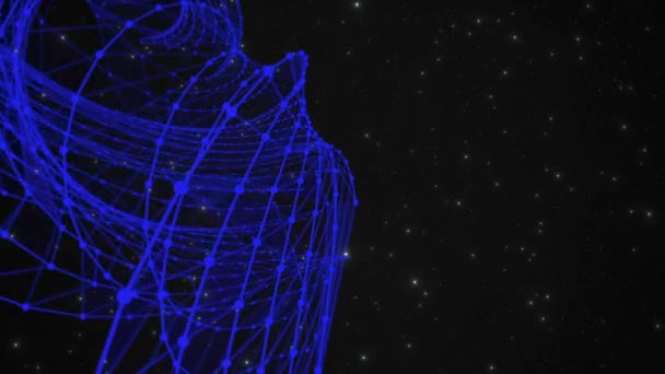 Синий Абстрактный Вихрь Образует Спиральный Рисунок Фоне Космосе — стоковое видео