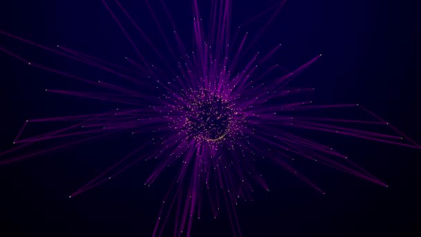 Sphere Made Animated Connected Lines Shows Shape Transforming Dark Blue — Video