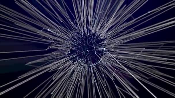 Sphere Made Animated Connected Lines Shows Shape Transforming Dark Blue — Vídeos de Stock