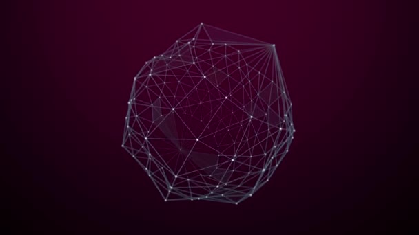 Sphere Made Animated Connected Lines Shows Shape Rotating Transforming Dark — Vídeo de Stock