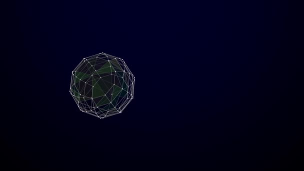Sphere Made Animated Connected Lines Shows Shape Rotating Transforming Dark — Stockvideo