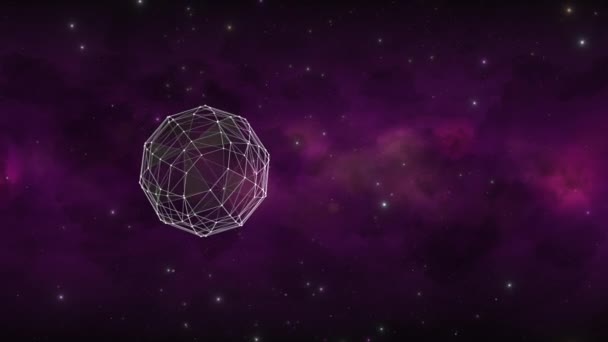 Sphere Made Animated Connected Lines Shows Shape Rotating Transforming Dark — Video
