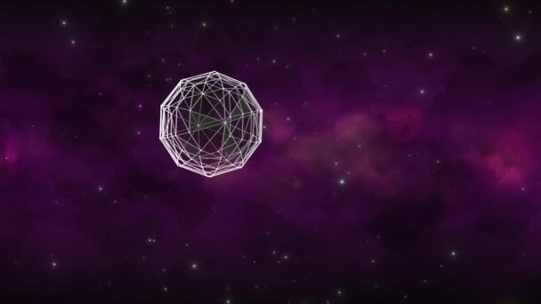 Sphere Made Animated Connected Lines Shows Shape Rotating Transforming Dark — Video