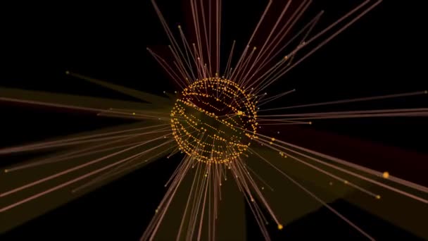 アニメーションの長い線で構成された球体は 暗い宇宙背景に対して意志で変形する形を示しています — ストック動画