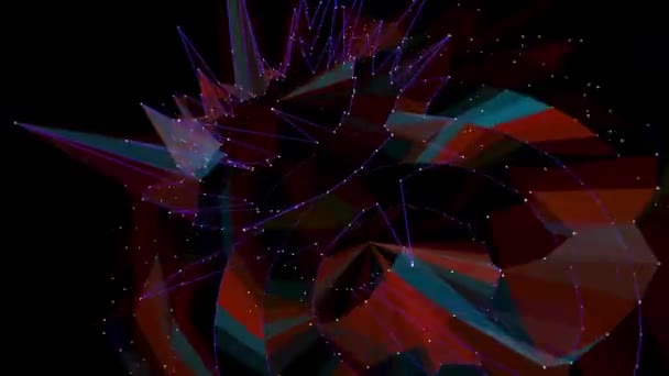 黒を背景に形成された複雑なアニメーション接続線と形状のシリーズ — ストック動画