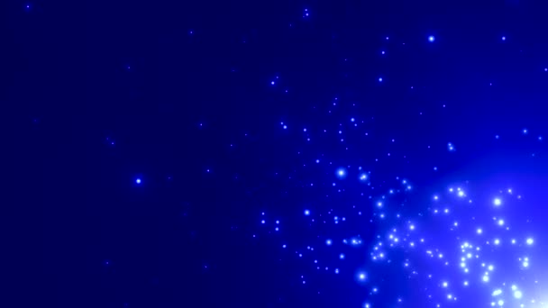 Bright Light Particles Emitted Blue Background — Vídeo de Stock