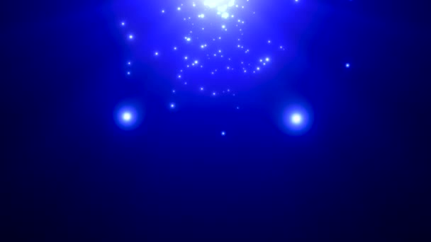 Bright Light Particles Emitted Blue Background — Vídeo de Stock
