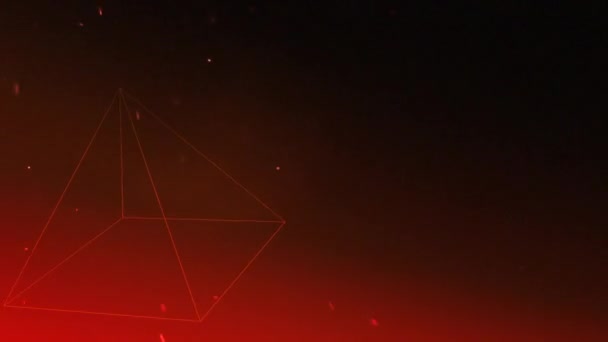 Two Floating Three Dimensional Cubes Rotate Red Background Dust Particles — Stockvideo
