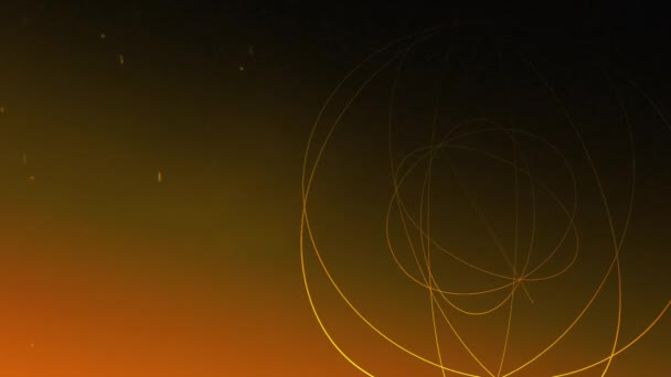 Two Floating Three Dimensional Circles Rotate Orange Background Dust Particles — Stockvideo