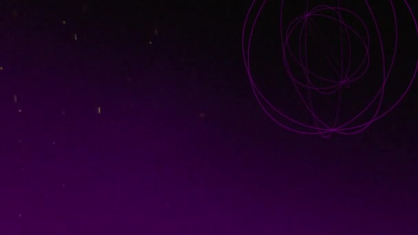 Multiple Floating Three Dimensional Circles Rotate Purple Background Dust Particles — Vídeos de Stock