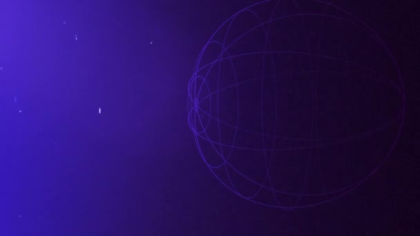 Floating Three Dimensional Globe Moves Dark Purple Background Dust Particles — Video