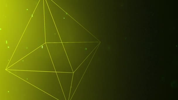 Floating Three Dimensional Pyramids Move Yellow Background Dust Particles Move — Vídeo de stock