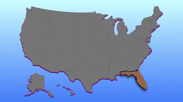 Ένα Animation Των Ηνωμένων Πολιτειών Δίνει Έμφαση Στη Φλόριντα Καθώς — Αρχείο Βίντεο