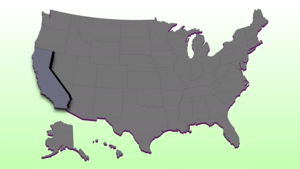 Animation United States Shows Emphasis California State Takes Its Own — Video Stock