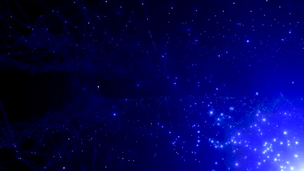 Partikel Cahaya Terang Yang Dipancarkan Terhadap Latar Belakang Kisi Yang — Stok Video