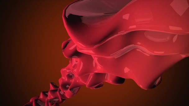 Flux Roșu Lichid Tridimensional Curge Fundal Gradient Portocaliu — Videoclip de stoc