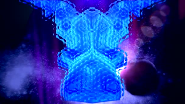 Синя Зникаюча Матерія Нерівна Космічному Просторі Інопланетна Форма Невідомого Походження — стокове відео