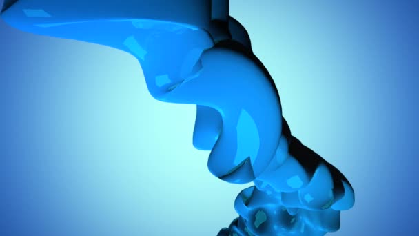 Голубой Поток Трехмерной Жидкости Течет Фоне Пастельного Градиента — стоковое видео