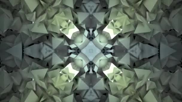 Tredimensionella Triangulära Reflekterande Block Former Tonas Subtil Grå Och Grön — Stockvideo
