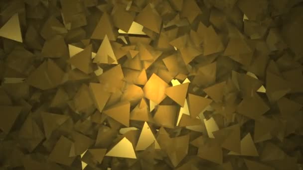 Τρισδιάστατα Τριγωνικά Ανακλαστικά Σχήματα Μπλοκ Τονισμένα Λεπτή Χρυσαφένια Απόχρωση Καλό — Αρχείο Βίντεο
