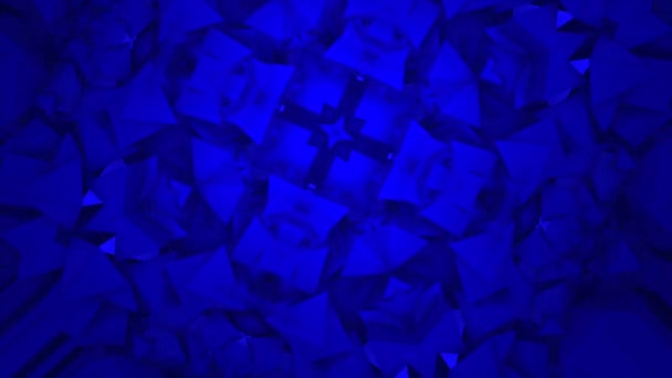 Háromdimenziós Háromszög Alakú Fényvisszaverő Blokk Alakzatok Mély Kék Árnyalatban Háttér — Stock videók