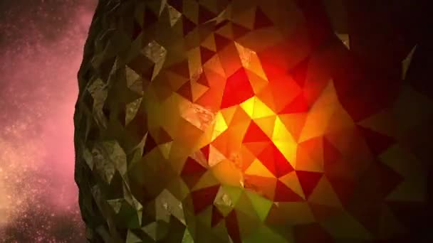 Une Orbe Cristal Orange Jaune Étincelante Faite Pièces Réfléchissantes Aléatoires — Video
