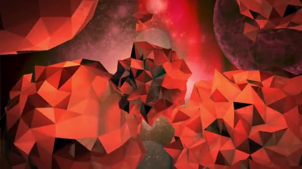 Vários Orbes Cristal Laranja Abstratos Com Superfícies Irregulares Giram Livremente — Vídeo de Stock