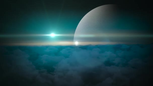 Science Fiction Background Large Moon Seen Top Clouds While Beautiful — Stock videók
