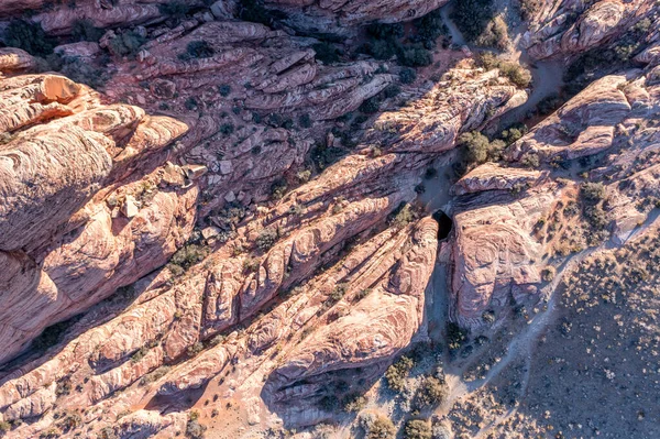 Uma Cena Linda Árida Acidentada Montanhosa Deserto Red Rock Canyon — Fotografia de Stock