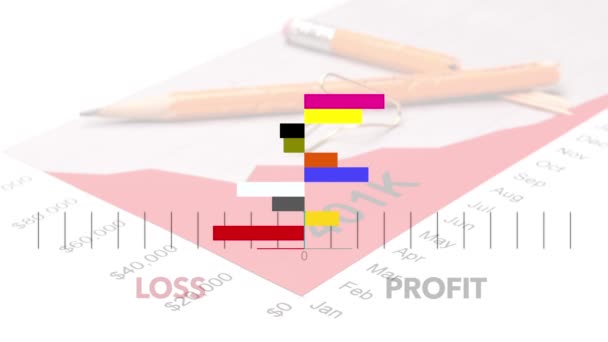 Bar Graph Forms Positive Negative Values Summarizes Investment Performance — Stock Video