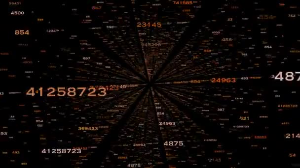 Siyah Arkaplanın Merkezinden Rastgele Boyutlu Sayılar Oluşuyor Matematik Fen Diğer — Stok video