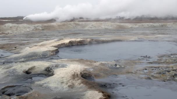 Vapor Natural Procedente Respiraderos Volcánicos Tierra Hverir Islandia Cerca Del — Vídeo de stock