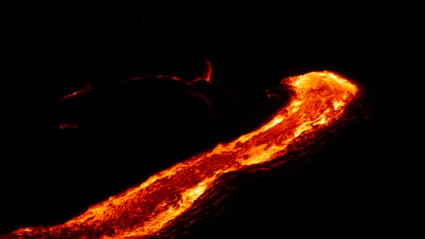 Povrchová Láva Vytéká Výklenků Prohlubní Během Erupce Sopky Kilauea — Stock video