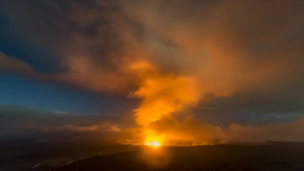 Časová Prodleva Zachycuje Zářící Lávové Jezero Kaldře Sopky Kilauea Havaji — Stock video