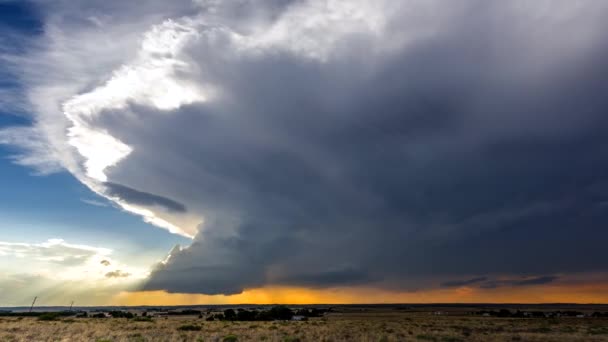 Grande Poderosa Tempestade Supercélulas Que Move Sobre Grandes Planícies Durante — Vídeo de Stock