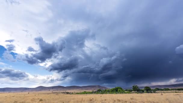 Große Mächtige Gewitterwolken Ziehen Rasch Über Die Tornadoallee Über Karges — Stockvideo