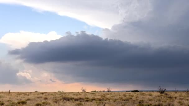 Large Powerful Tornadic Supercell Storm Moving Great Plains Sunset Setting — Stock Video