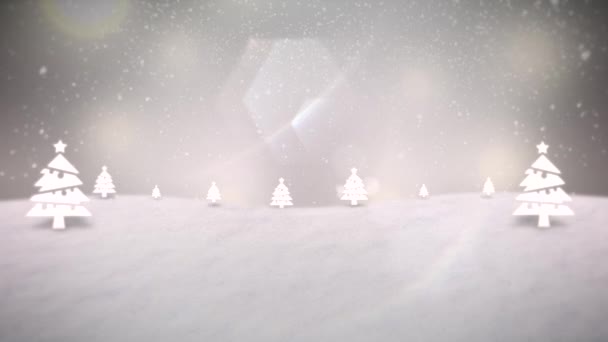 喜庆的圣诞景色展现了森林中的雪 有足够的空间放置副本 — 图库视频影像