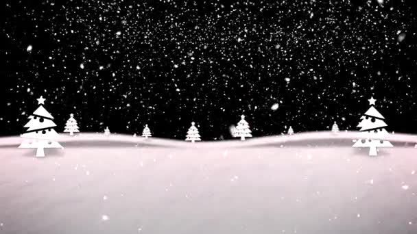 Natale Festivo Paesaggio Invernale Mostra Neve Ambiente Forestale Sacco Spazio — Video Stock