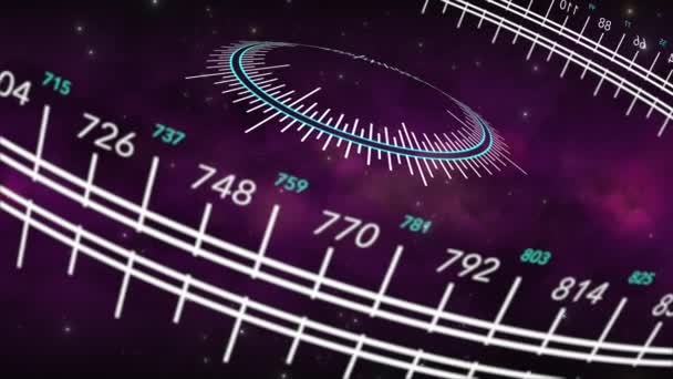 Анимационный Круговой Калибр Вращается Время Перемещения Космосу — стоковое видео