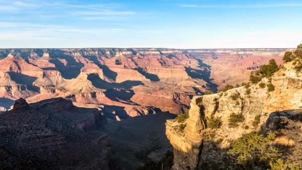 Schaduwen Voor Bergachtige Grand Canyon Terwijl Een Time Lapse Loopt — Stockvideo