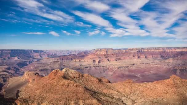 Nuvens Movem Através Grand Canyon Torre Deserto Com Vista Para — Vídeo de Stock