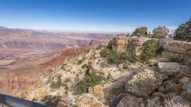 Nuvens Movem Através Grand Canyon Lipan Point Enquanto Câmera Move — Vídeo de Stock