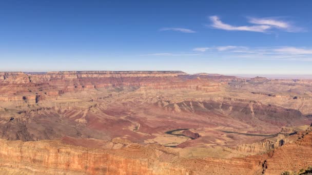Nuvens Movem Através Grand Canyon Moran Point Durante Dia Vibrante — Vídeo de Stock